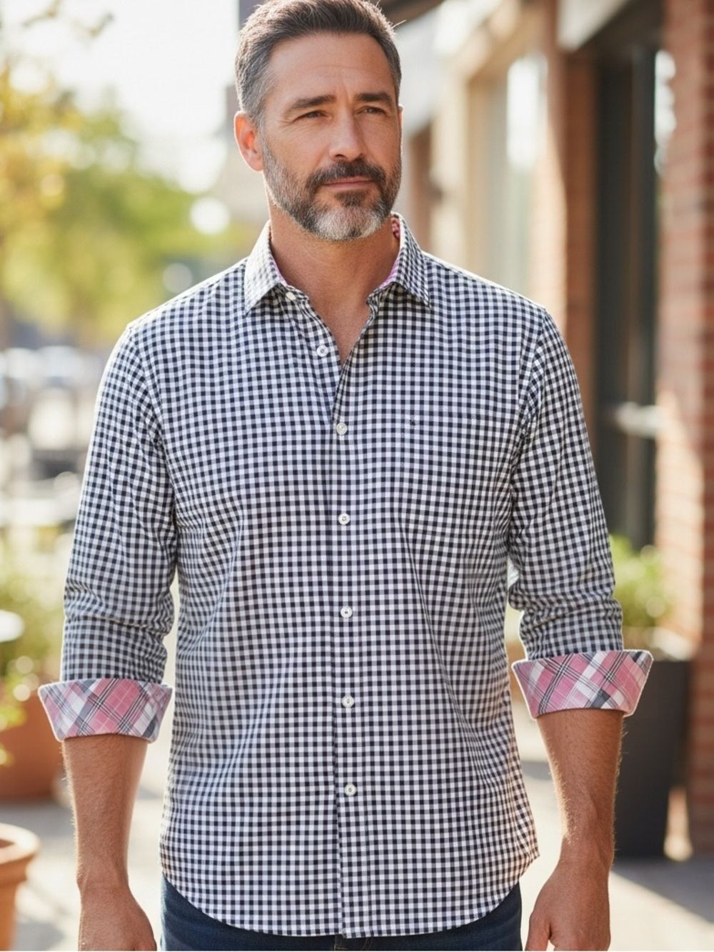 Men’sTailorbyrd Navy Gingham Button down shirt size XL